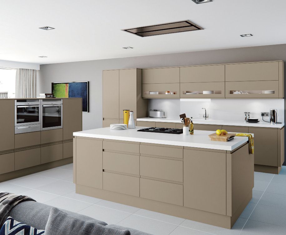 Modern flat kitchen doors with integrated handles