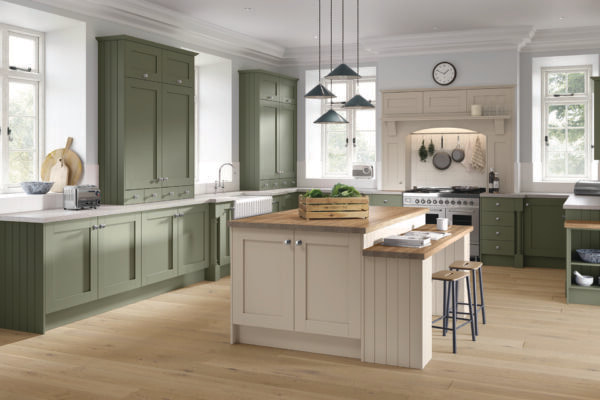 Shaker style kitchen in a Farrow and Ball colour