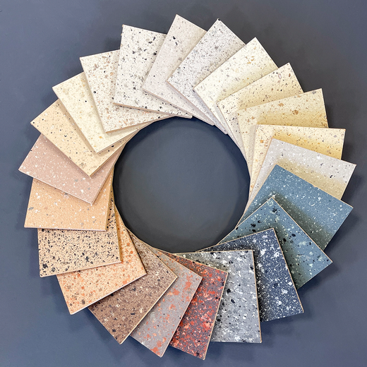 22 colour swatches for spray granite coatings for worktops