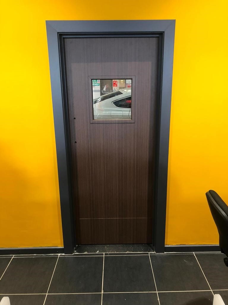 Vinyl wrapped office door and frame 